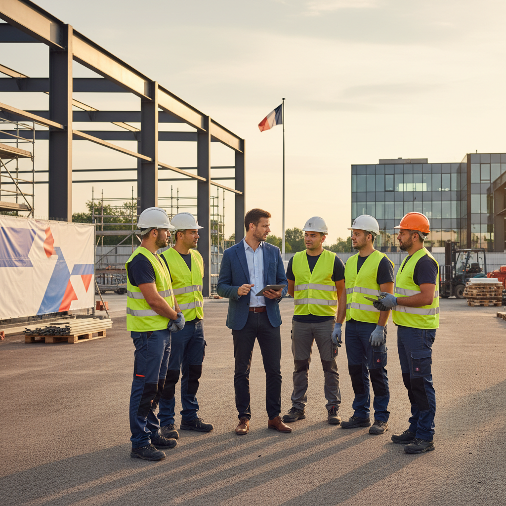 Manager parlant à des travailleurs roumains en France